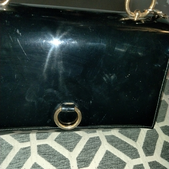 Black patent vintage Lewis box purse bag crossbody - Picture 4 of 12